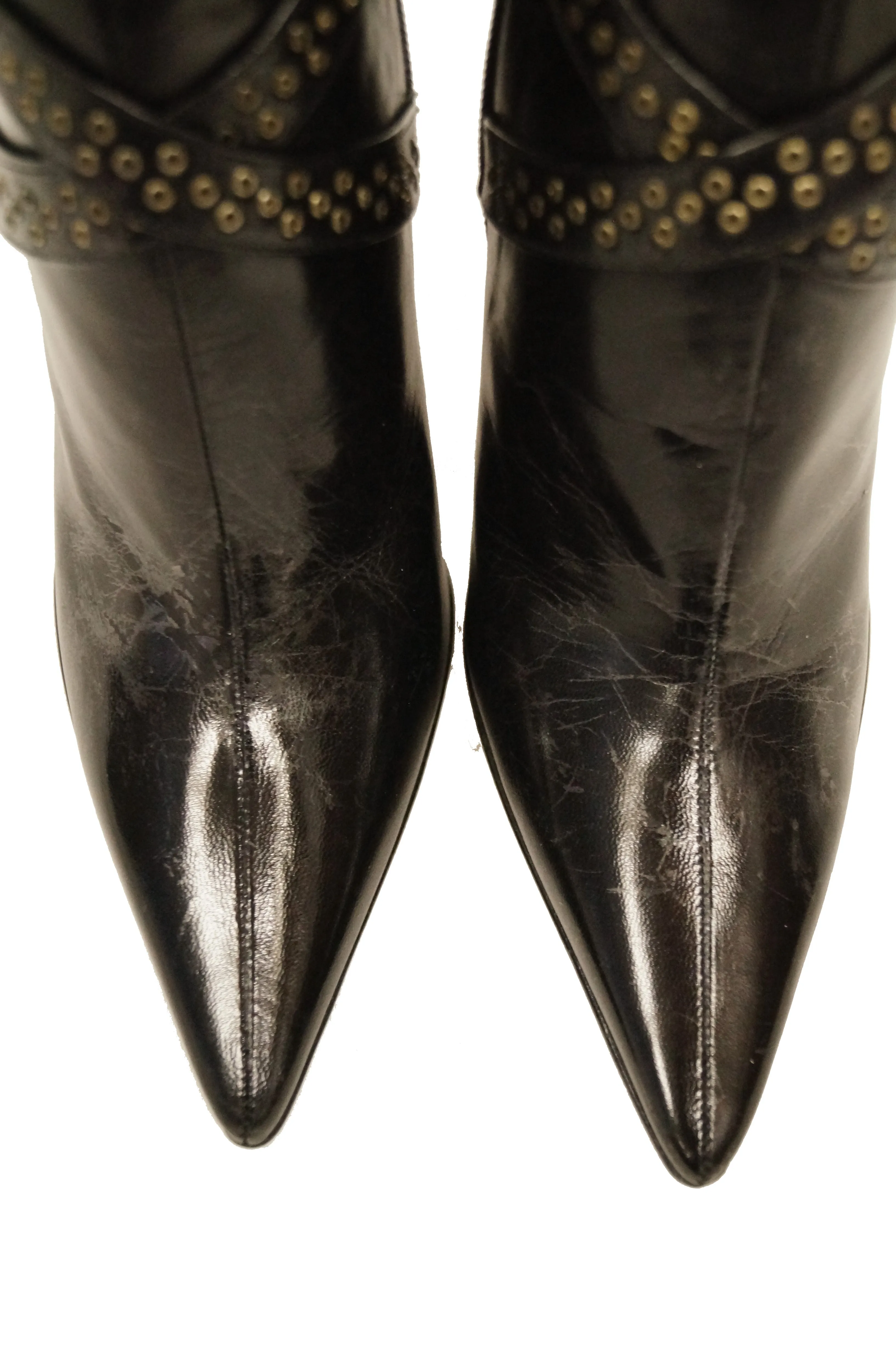 2006 Jimmy Choo Black Kid Leather Chain Boots