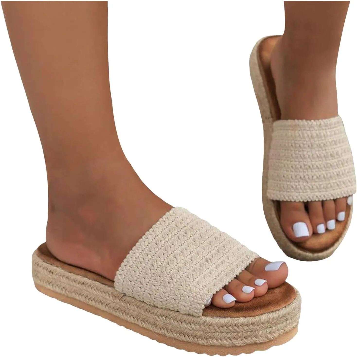 2025 Wedge Sandals for Women Comfortable Ladies Dress Height Increase Platform Espadrilles Slippers Fashion Breathable Open Toe Walking Footwear Summer Party Dance Vacation Casual Shoe