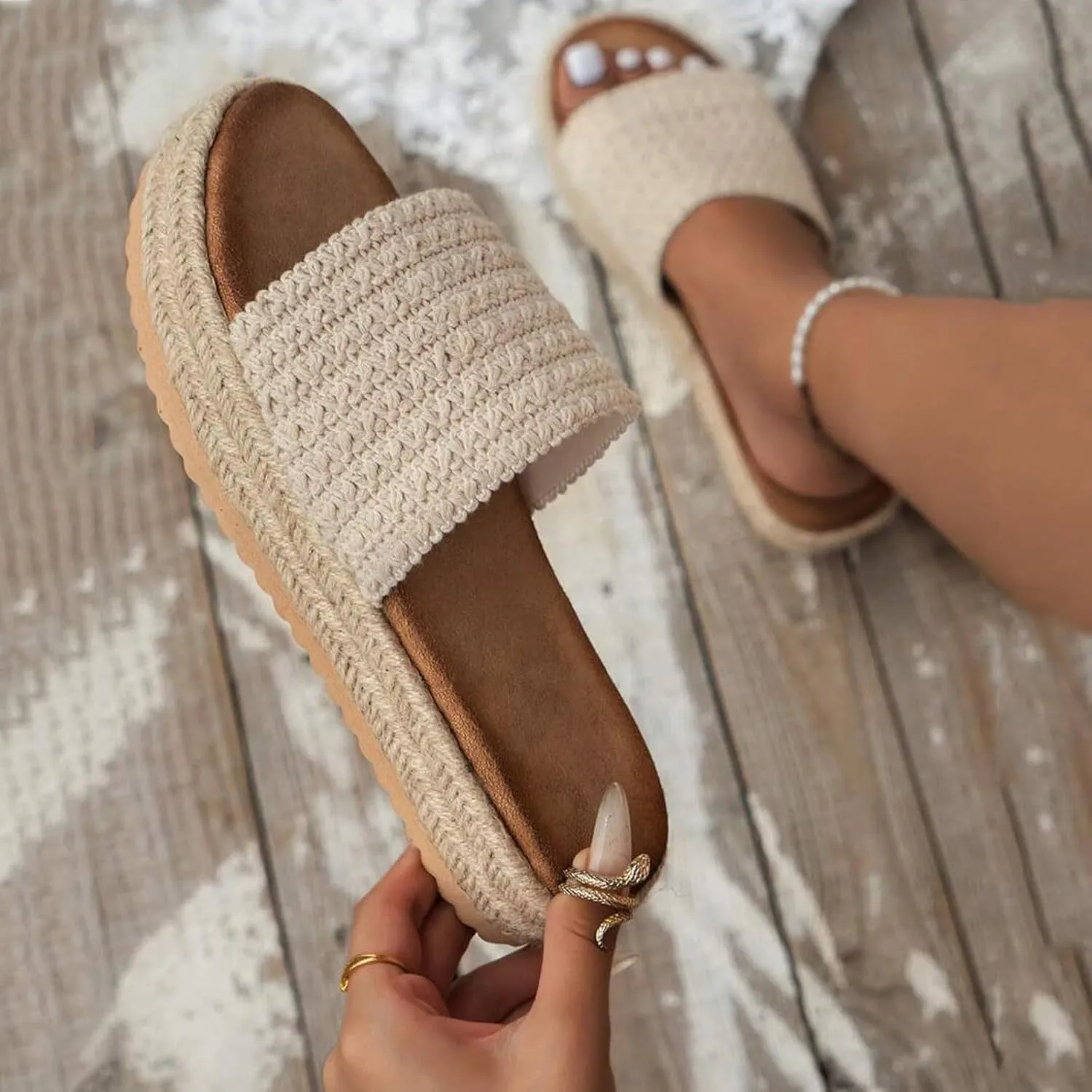 2025 Wedge Sandals for Women Comfortable Ladies Dress Height Increase Platform Espadrilles Slippers Fashion Breathable Open Toe Walking Footwear Summer Party Dance Vacation Casual Shoe