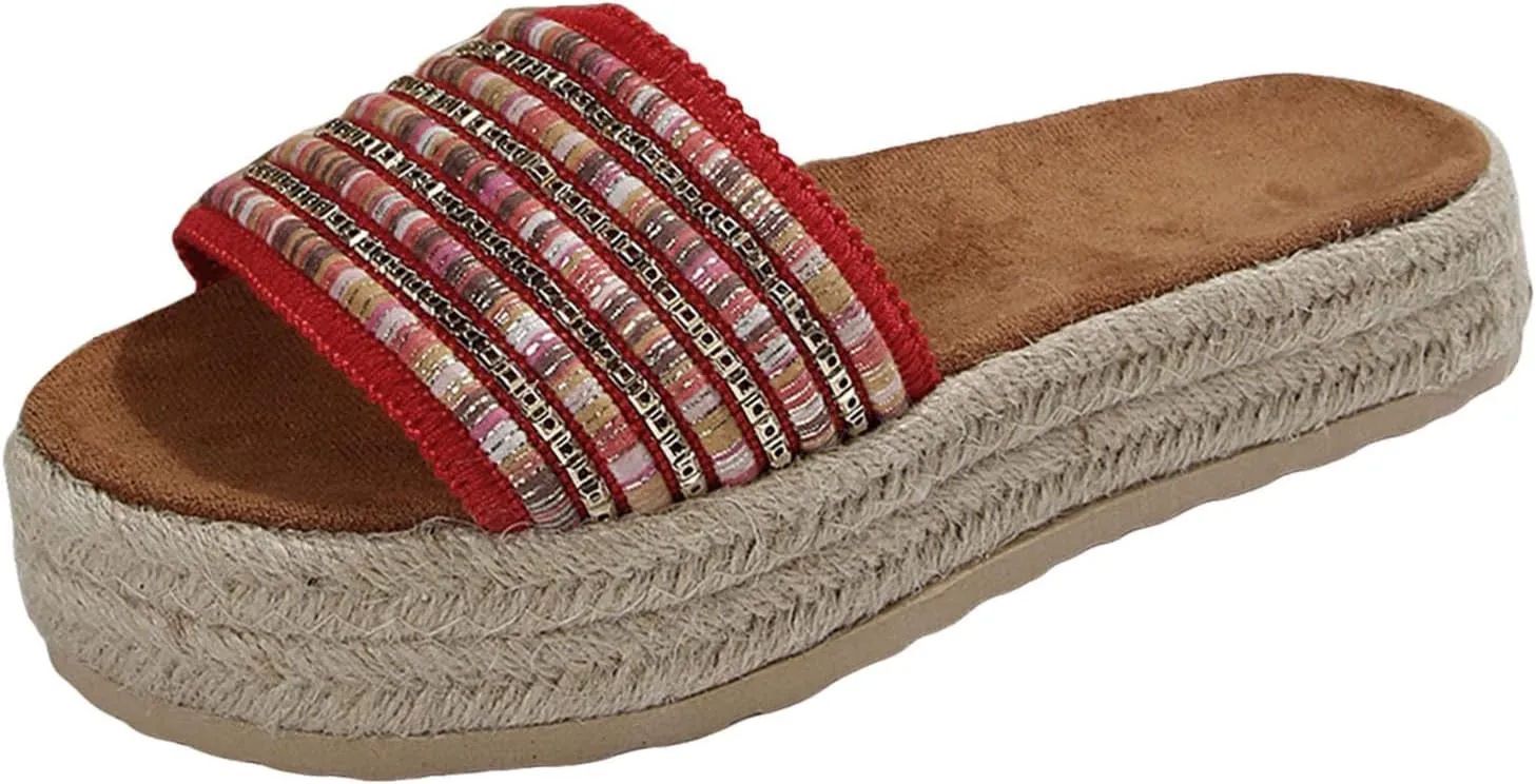 2025 Wedges Sandals for Women Breathable Indoor/Outdoor Mesh Espadrilles Platform Walking Footwear Summer Beach Vacation Slippers Fashion Comfortable Open Toe Soft Sole Wedge Heel Shoe