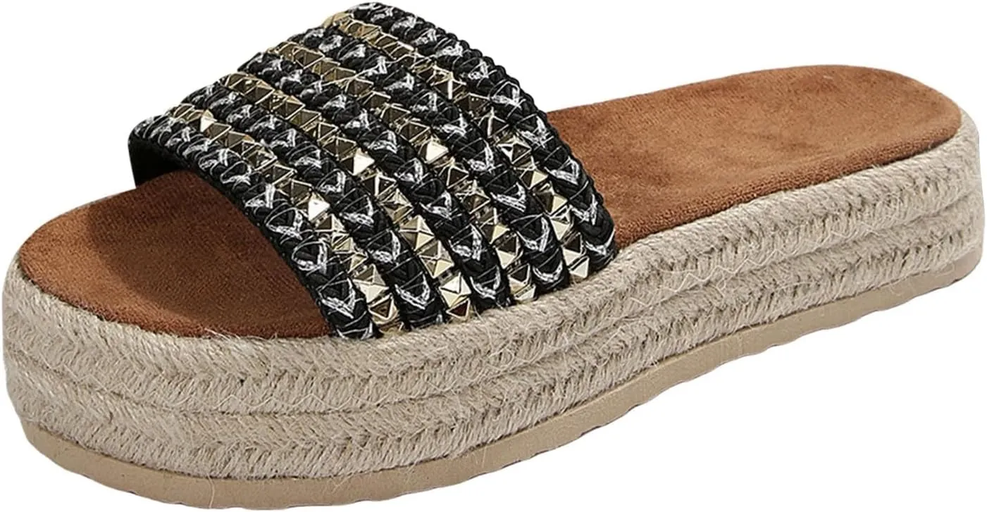 2025 Wedges Sandals for Women Breathable Indoor/Outdoor Mesh Espadrilles Platform Walking Footwear Summer Beach Vacation Slippers Fashion Comfortable Open Toe Soft Sole Wedge Heel Shoe