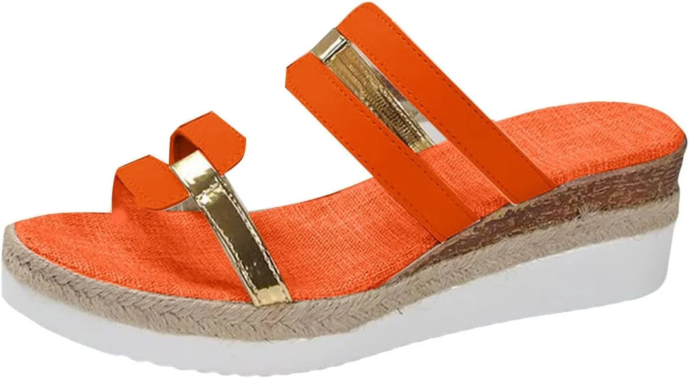 2025 Women Comfortable Wedge Heel Sandals Summer Beach Vacation Slippers Breathable Ladies Dress Espadrilles Platform Casual Shoe Fashion Dance Party Walking Footwear