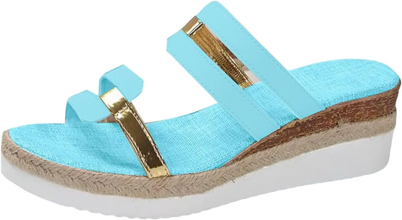 2025 Women Comfortable Wedge Heel Sandals Summer Beach Vacation Slippers Breathable Ladies Dress Espadrilles Platform Casual Shoe Fashion Dance Party Walking Footwear