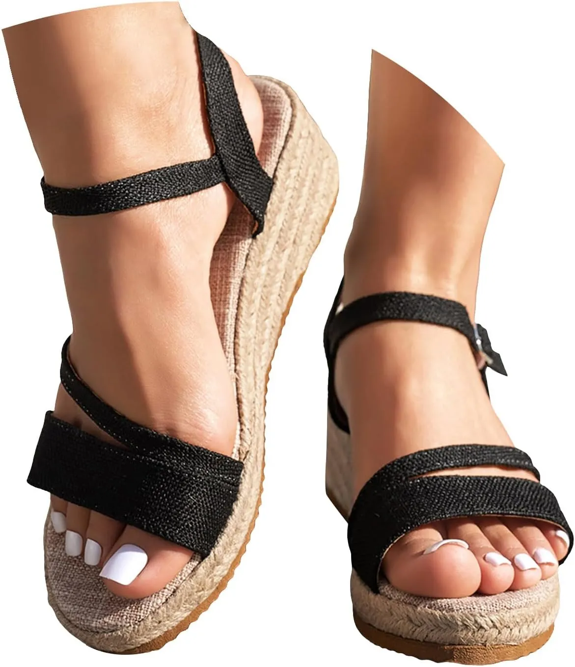 2025 Women Wedge Heel Sandals,Summer Espadrilles Platform Slides Adjustable Buckle Fashion Indoor Outdoor Slip-On Casual Shoe Breathable Comfortable Ladies Dress Dance Party Sandals