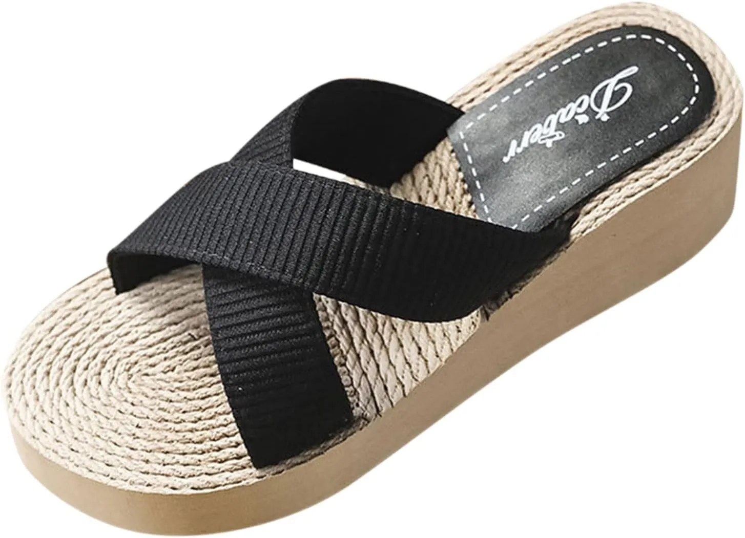 2025 Women Wedge Sandal Summer Open Toe Slip-On Espadrilles Slippers Comfortable Beach Vacation Slides Breathable Non-Slip Walking Footwear Indoor/Outdoor Ladies Dress Height Increase Shoe