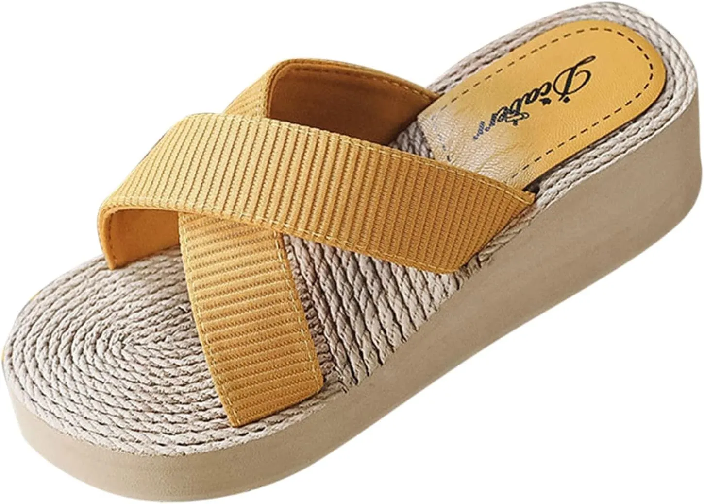 2025 Women Wedge Sandal Summer Open Toe Slip-On Espadrilles Slippers Comfortable Beach Vacation Slides Breathable Non-Slip Walking Footwear Indoor/Outdoor Ladies Dress Height Increase Shoe