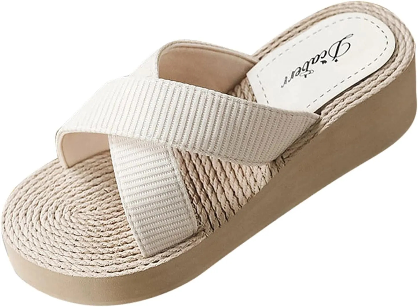 2025 Women Wedge Sandal Summer Open Toe Slip-On Espadrilles Slippers Comfortable Beach Vacation Slides Breathable Non-Slip Walking Footwear Indoor/Outdoor Ladies Dress Height Increase Shoe
