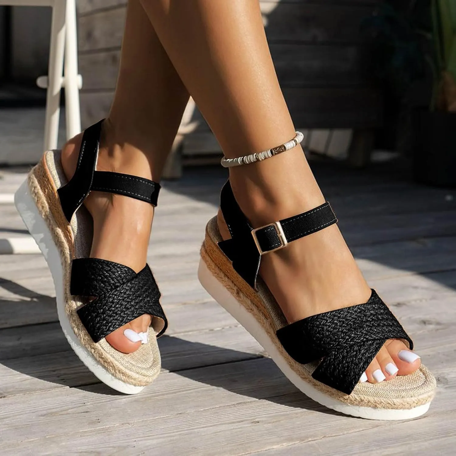 2025 Women Wedge Sandals Fashion Summer Dressy Party Dance Vacation Slippers Breathable Comfortable Height Increase Espadrilles Walking Footwear with Adjustable Buckle Outdoor Open Toe Casual Shoe