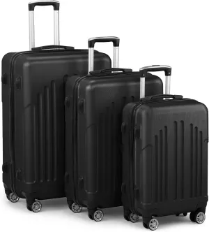3-Piece Luggage Set with Spinner Wheels - Durable ABS PC Hardshell Suitcases, TSA Lock, Lightweight Travel Luggage Set (20" Carry-On, 24" & 28" Checked Bags)