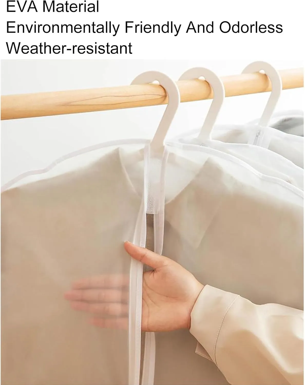 5 Pcs Translucent Garment Bags for Hanging Clothes, EVA Clear Garment Bags, Clothes Covers with Zipper for Coats, Jackets, Shirts(24x31in/60x80cm)