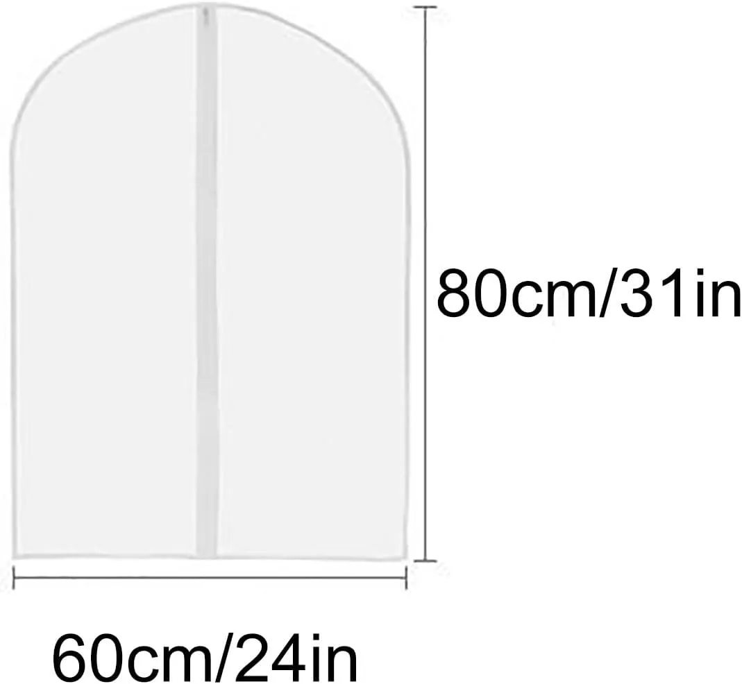 5 Pcs Translucent Garment Bags for Hanging Clothes, EVA Clear Garment Bags, Clothes Covers with Zipper for Coats, Jackets, Shirts(24x31in/60x80cm)