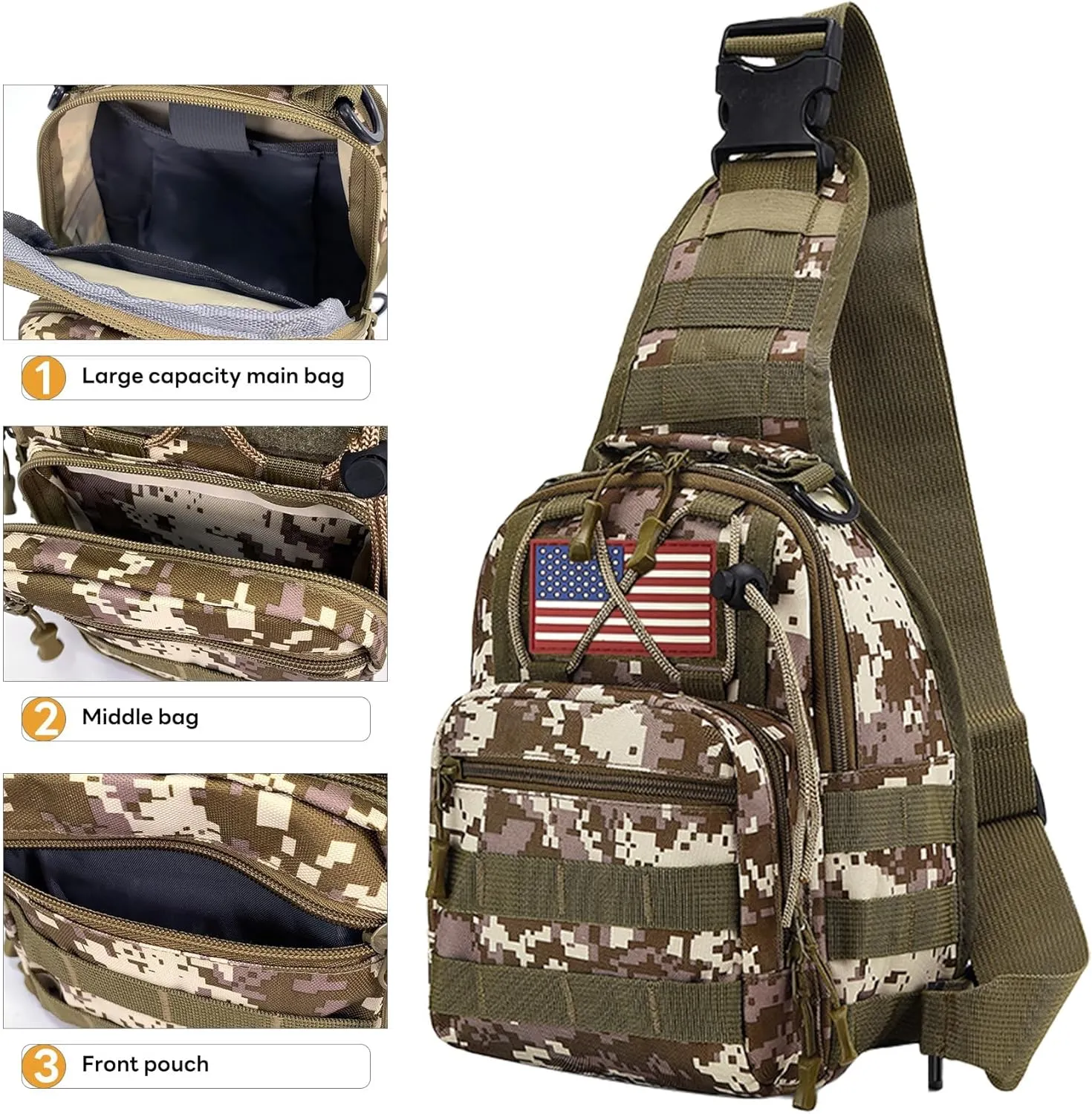 80L 2Pcs Hiking Backpack for Men Women With Sling Tactical Backpack - Molle Military Tactical Rucksack Waterproof Lightweight Hiking Backpack 3 Day Assault Pack For Travel, Climbing