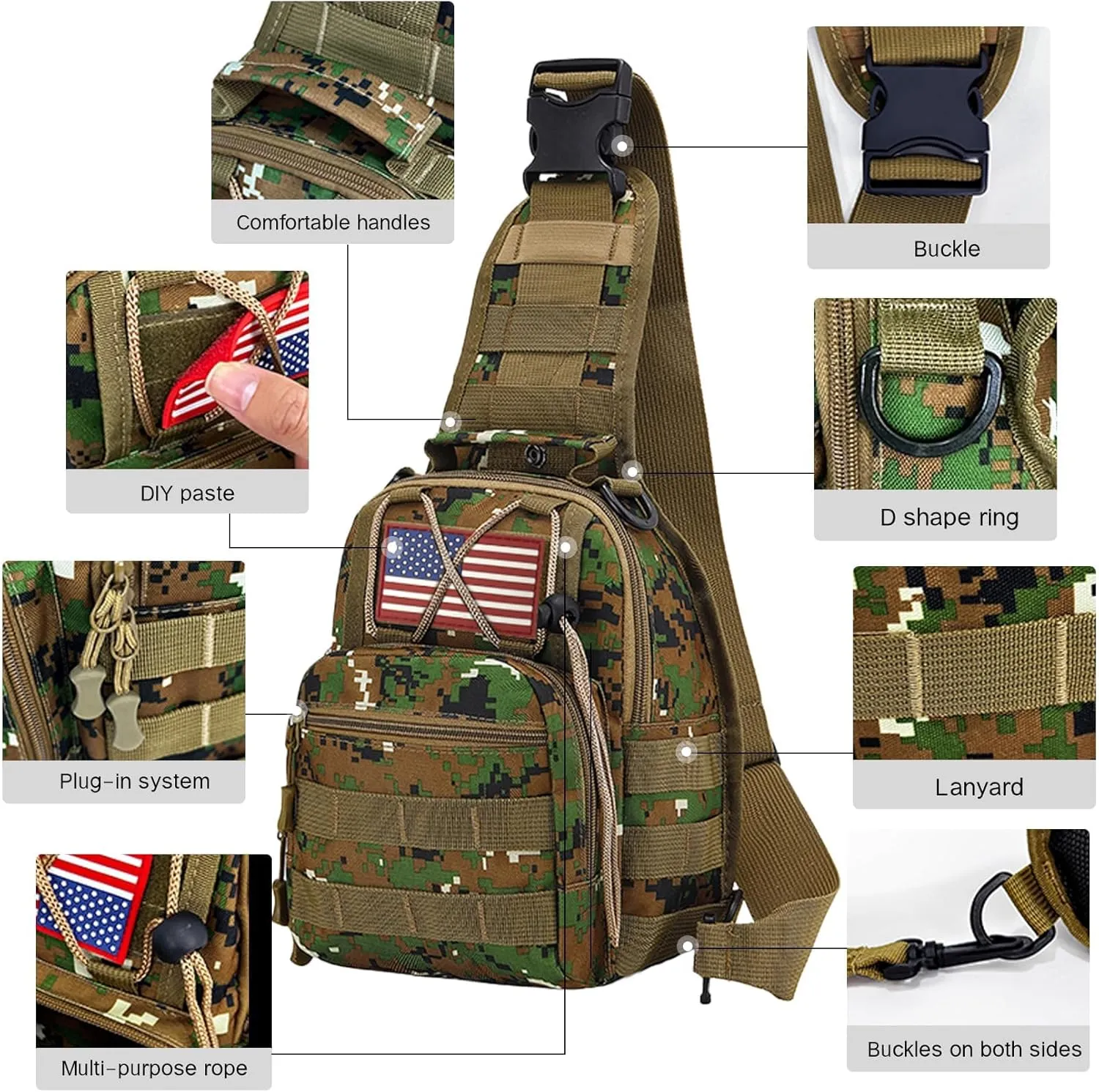 80L 2Pcs Hiking Backpack for Men Women With Sling Tactical Backpack - Molle Military Tactical Rucksack Waterproof Lightweight Hiking Backpack 3 Day Assault Pack For Travel, Climbing
