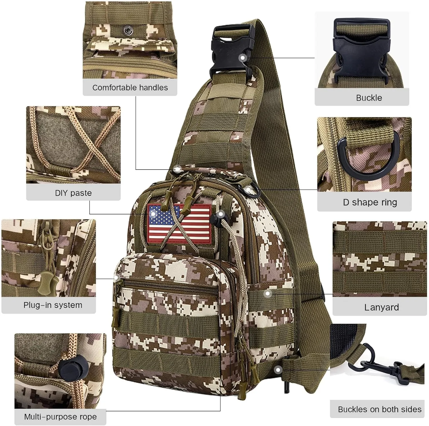 80L 2Pcs Hiking Backpack for Men Women With Sling Tactical Backpack - Molle Military Tactical Rucksack Waterproof Lightweight Hiking Backpack 3 Day Assault Pack For Travel, Climbing