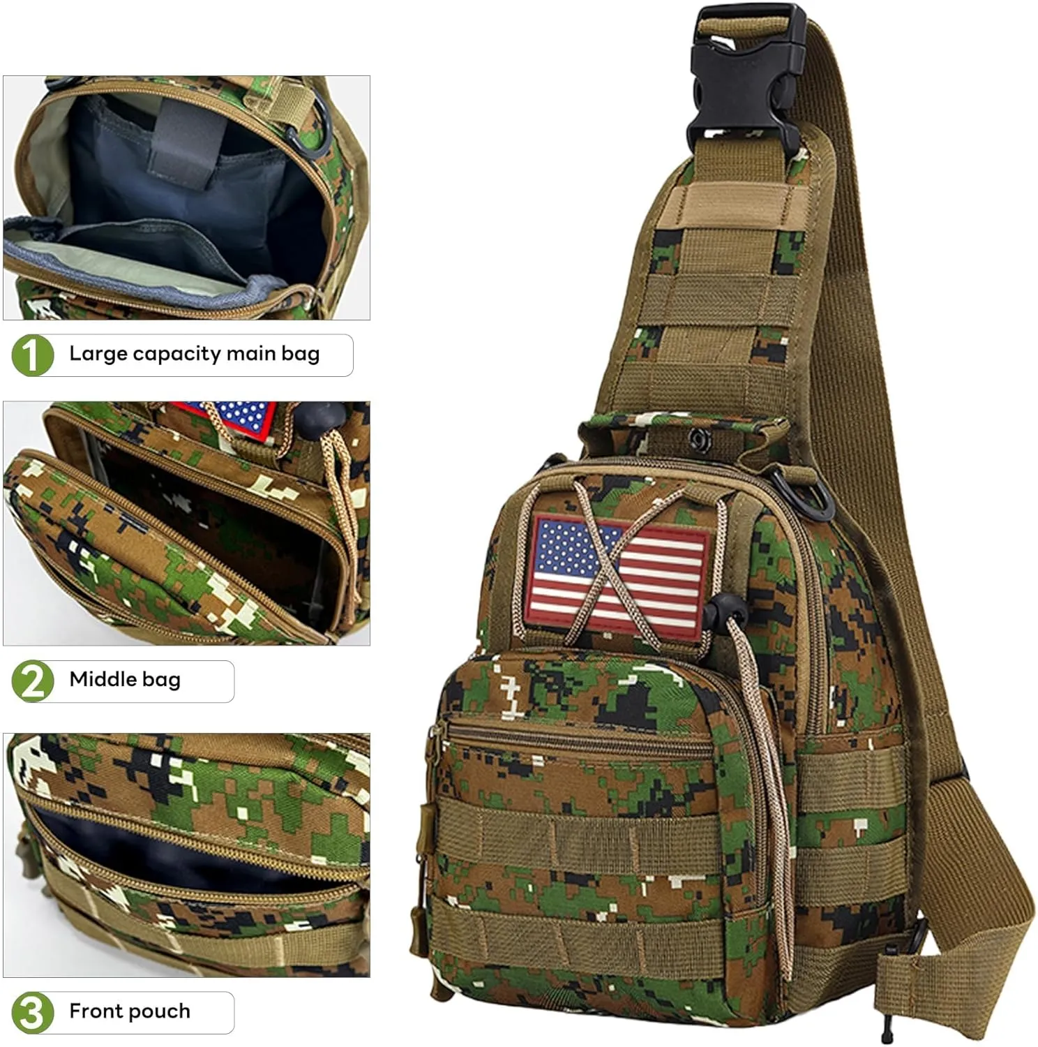 80L 2Pcs Hiking Backpack for Men Women With Sling Tactical Backpack - Molle Military Tactical Rucksack Waterproof Lightweight Hiking Backpack 3 Day Assault Pack For Travel, Climbing