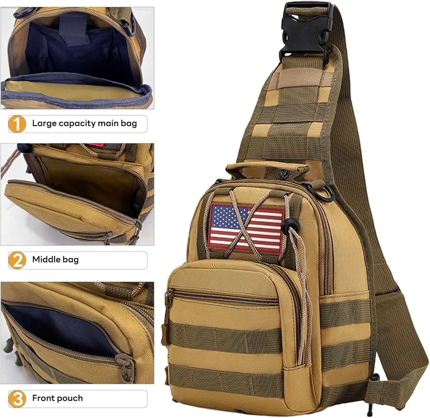 80L 2Pcs Hiking Backpack for Men Women With Sling Tactical Backpack - Molle Military Tactical Rucksack Waterproof Lightweight Hiking Backpack 3 Day Assault Pack For Travel, Climbing