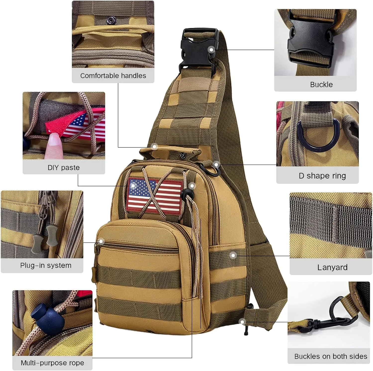 80L 2Pcs Hiking Backpack for Men Women With Sling Tactical Backpack - Molle Military Tactical Rucksack Waterproof Lightweight Hiking Backpack 3 Day Assault Pack For Travel, Climbing