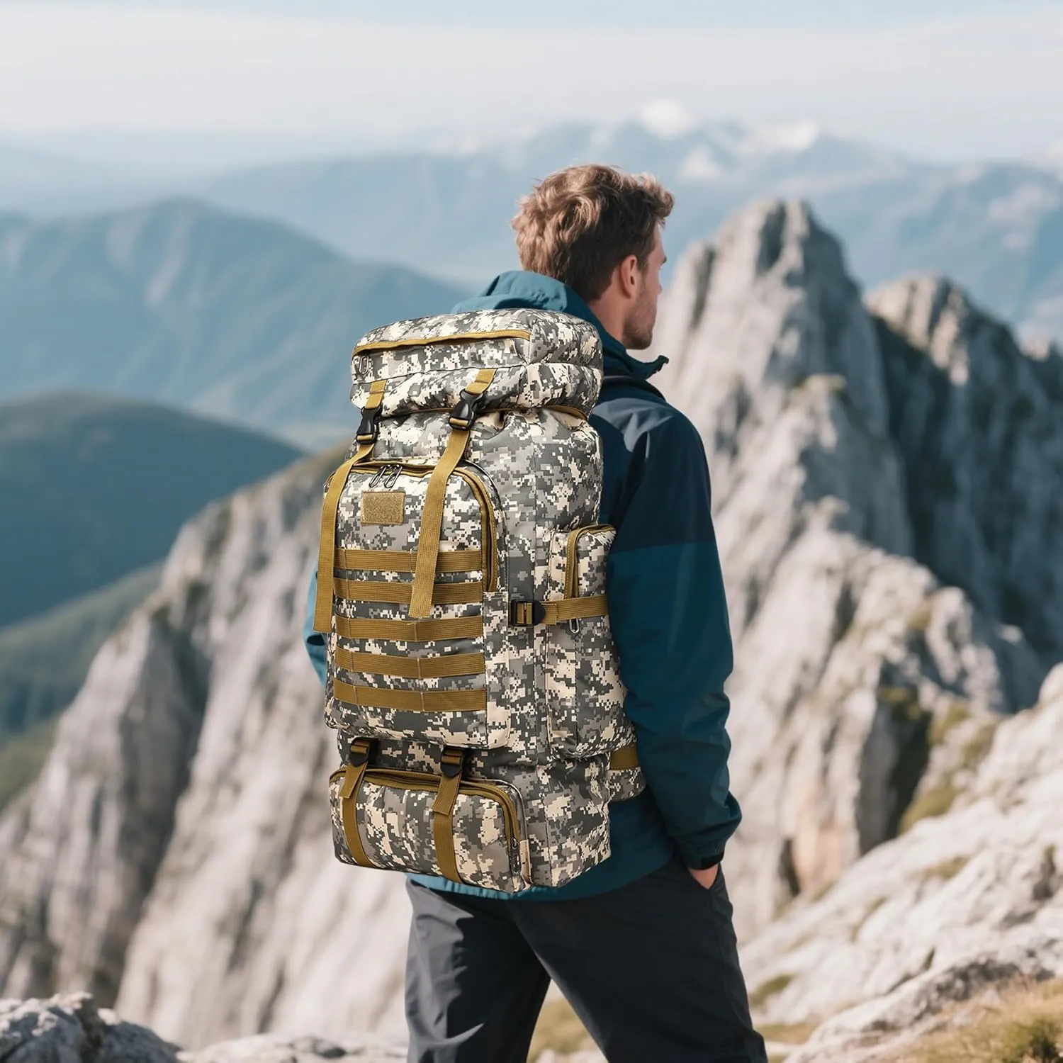 80L 2Pcs Hiking Backpack for Men Women With Sling Tactical Backpack - Molle Military Tactical Rucksack Waterproof Lightweight Hiking Backpack 3 Day Assault Pack For Travel, Climbing