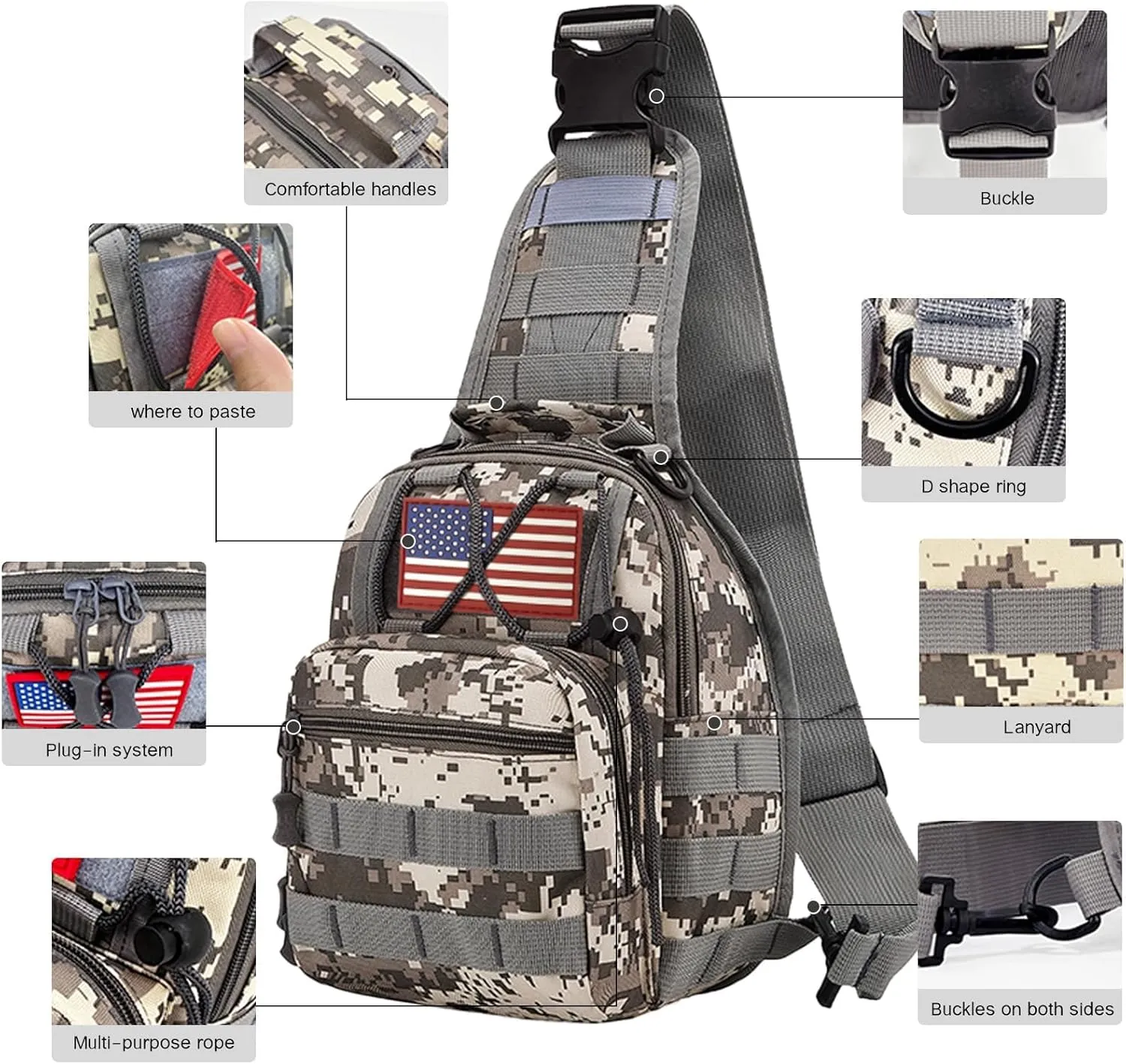 80L 2Pcs Hiking Backpack for Men Women With Sling Tactical Backpack - Molle Military Tactical Rucksack Waterproof Lightweight Hiking Backpack 3 Day Assault Pack For Travel, Climbing