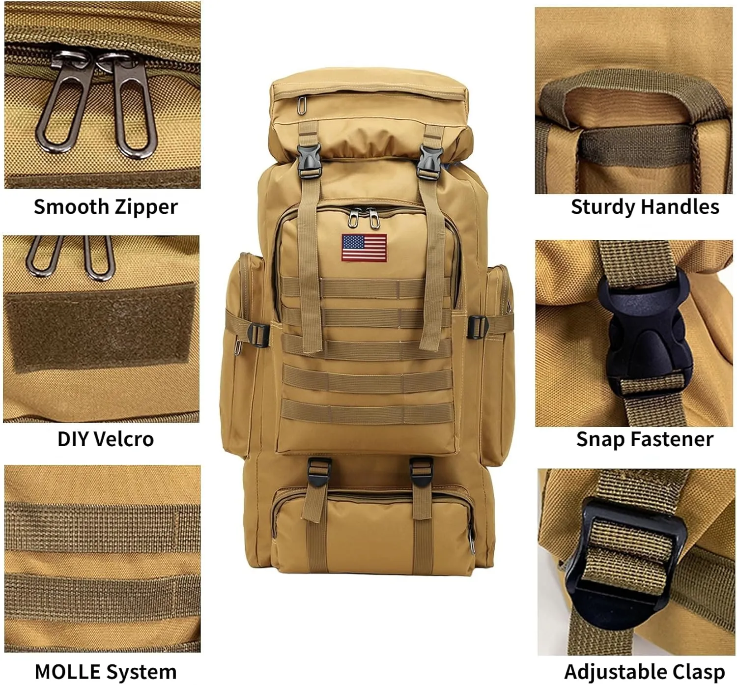 80L 2Pcs Hiking Backpack for Men Women With Sling Tactical Backpack - Molle Military Tactical Rucksack Waterproof Lightweight Hiking Backpack 3 Day Assault Pack For Travel, Climbing