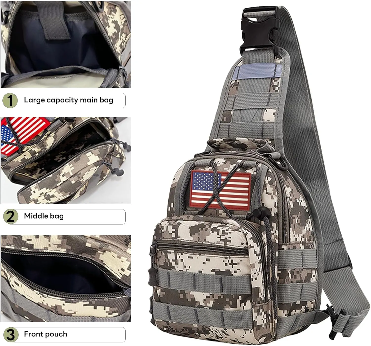 80L 2Pcs Hiking Backpack for Men Women With Sling Tactical Backpack - Molle Military Tactical Rucksack Waterproof Lightweight Hiking Backpack 3 Day Assault Pack For Travel, Climbing