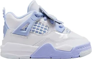 Air Jordan 4 Retro Aluminum Infant Toddler Lifestyle Shoes (White/Aluminum Blue/Tint Oil Green)