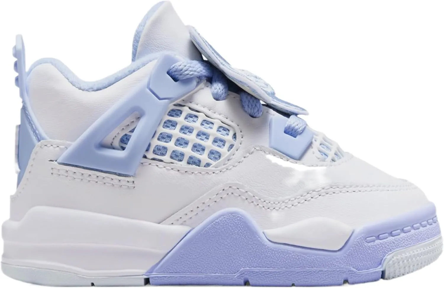 Air Jordan 4 Retro Aluminum Infant Toddler Lifestyle Shoes (White/Aluminum Blue/Tint Oil Green)