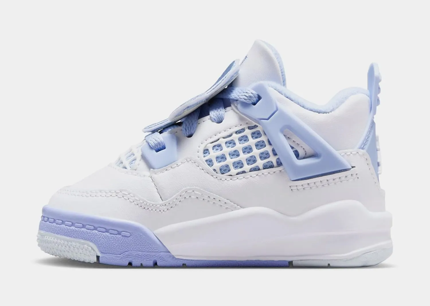 Air Jordan 4 Retro Aluminum Infant Toddler Lifestyle Shoes (White/Aluminum Blue/Tint Oil Green)