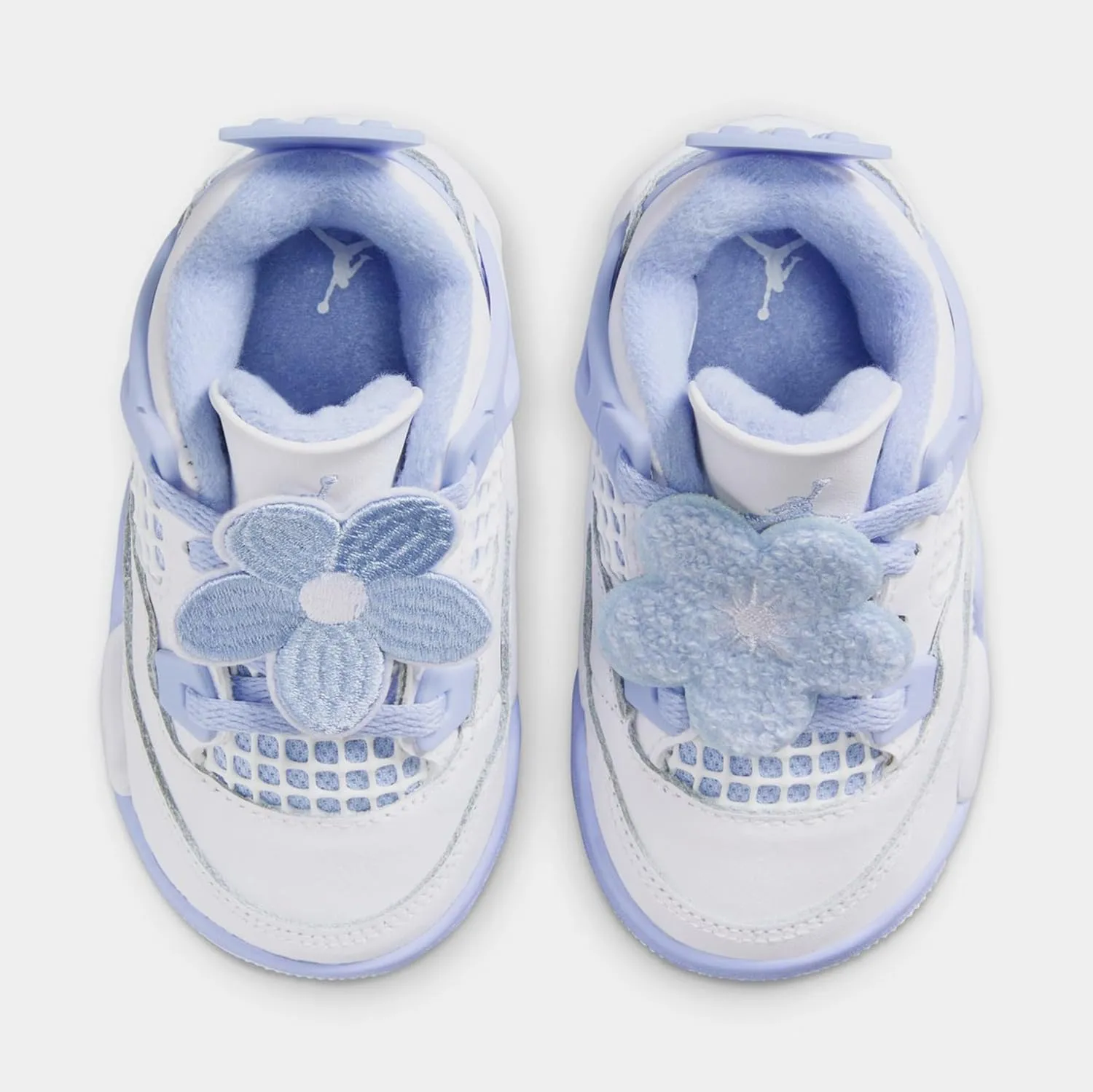Air Jordan 4 Retro Aluminum Infant Toddler Lifestyle Shoes (White/Aluminum Blue/Tint Oil Green)