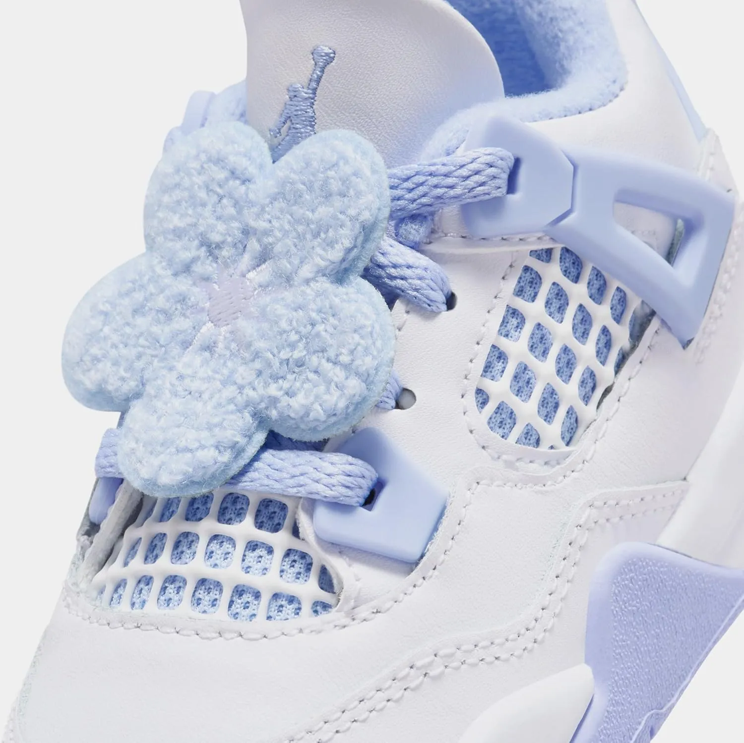 Air Jordan 4 Retro Aluminum Infant Toddler Lifestyle Shoes (White/Aluminum Blue/Tint Oil Green)