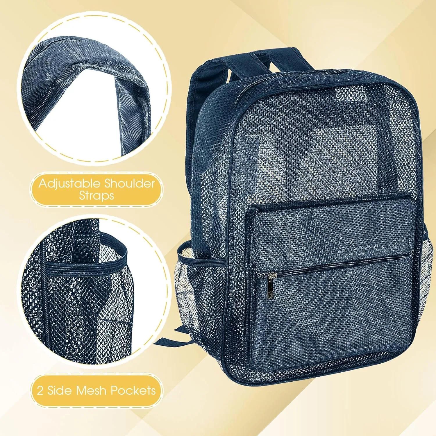 Amylove 48 Pcs Mesh Backpacks Bulk 17 Inch See Through Backpack in Bulk Heavy Duty Beach Bag for Sports Travel (Colorful)