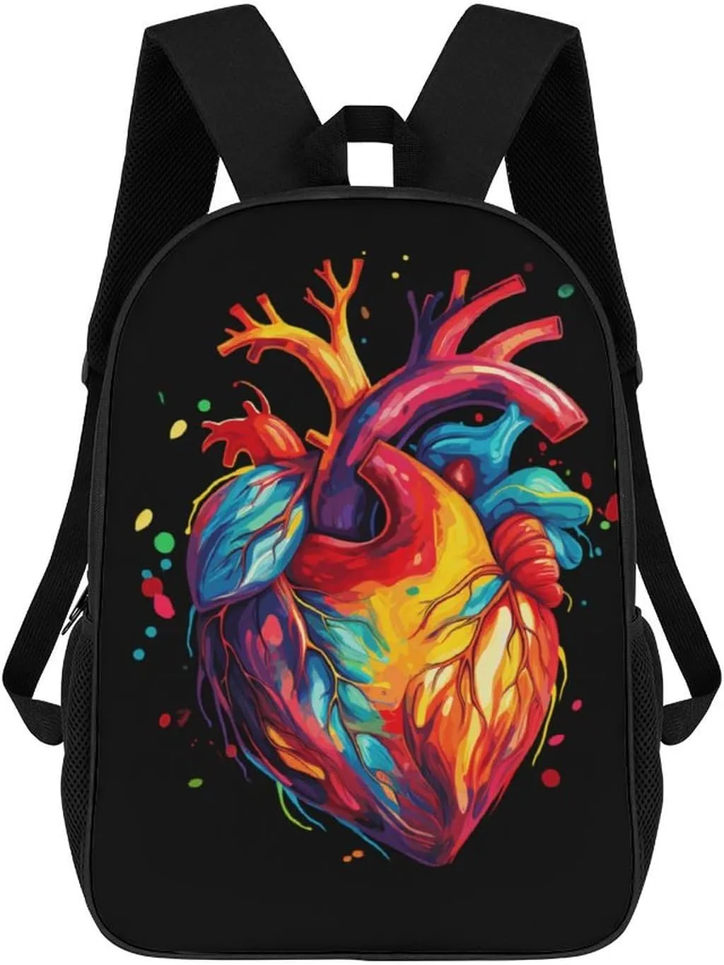Anatomical Heart Print 17 Inch Laptop Backpack Adjustable Strap Daypack Shoulder Bag for Travel School