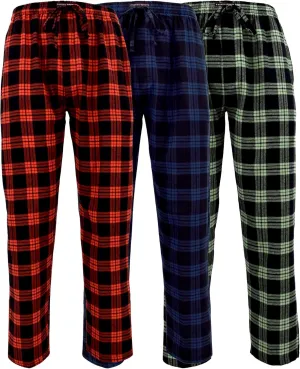 Andrew Scott Men's 3 Pack Cotton Flannel Fleece Brush Pajama Sleep & Lounge Pants