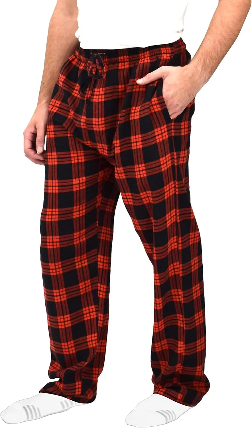 Andrew Scott Men's 3 Pack Cotton Flannel Fleece Brush Pajama Sleep & Lounge Pants
