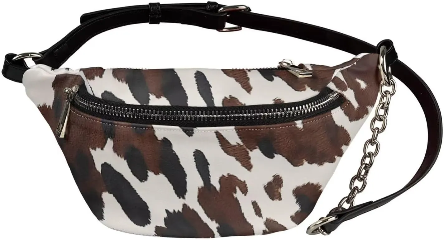 Animal Fur Shoulder Bag Travel Portable PU Ladies Handbags Cross Body Passport Bag Large Crossbody Fanny Pack for Yoga Gym Jogging Workout Fitness Exercise Dog
