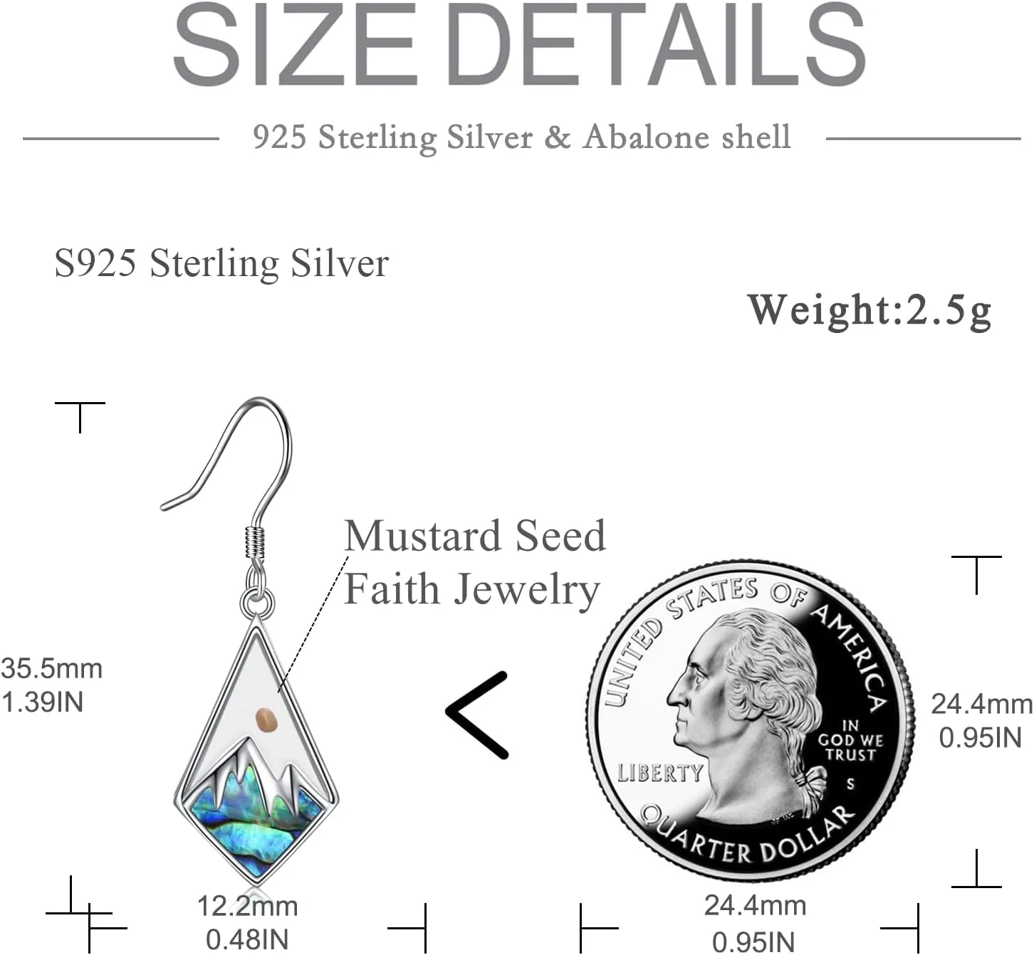 AOBOCO Mustard Seed Earrings for Women Sterling Silver Mountain Dangle Earrings Christian Mustard Seed Jewelry Mothers Day Birthday Gifts for Mom
