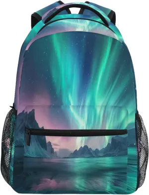 Aurora Borealis Pattern Backpack Laptop Backpack Casual Daypack with Name Tag for Men Women, Fits 15.6" Laptop