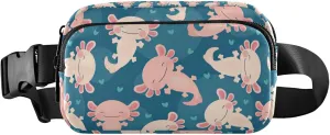Axolotl Kawaii Amphibian Women Fanny Packs Waterproof Belt Bag Hip Pouch Cute Crossbody Waist Pack