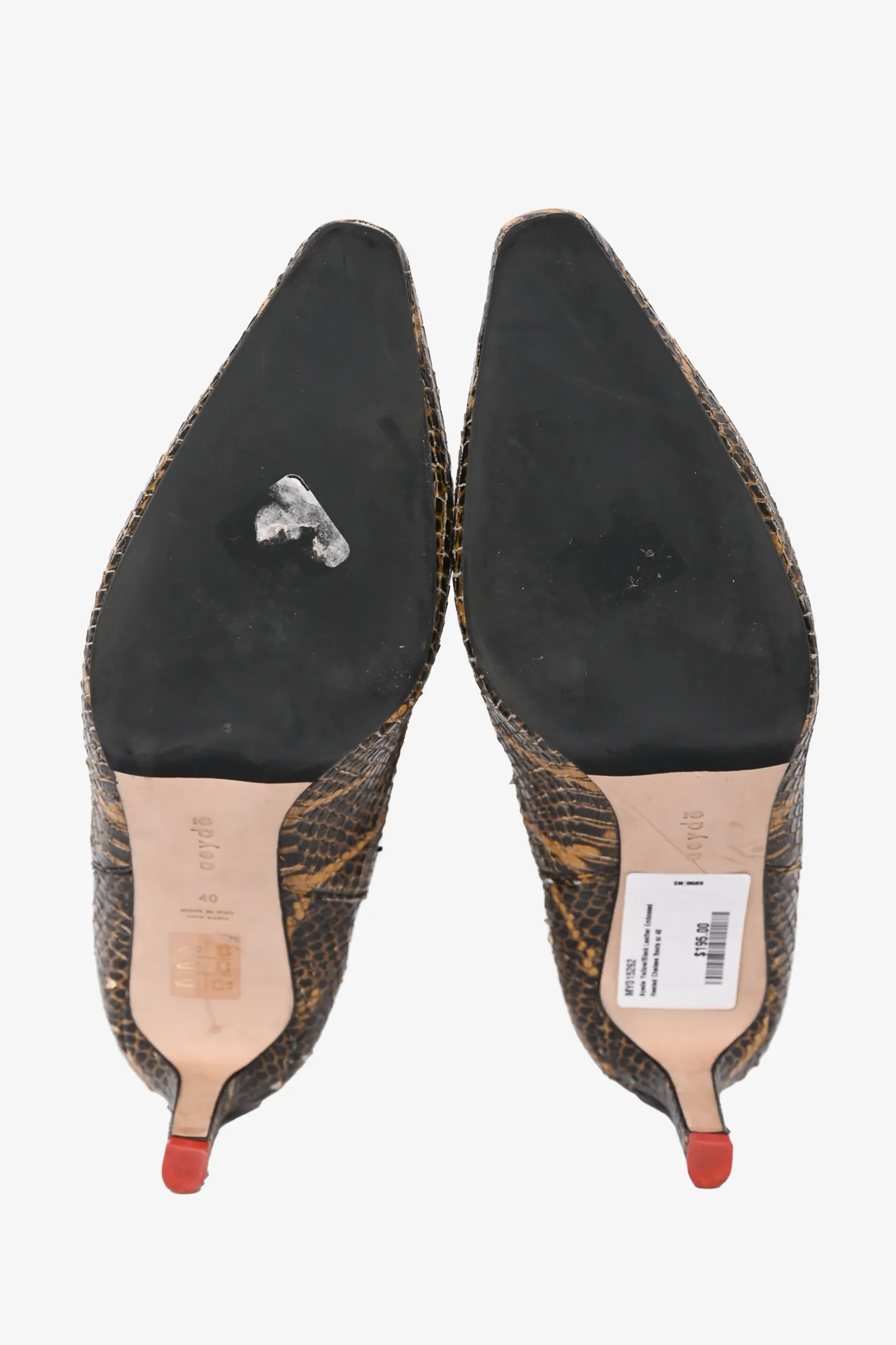 Ayede Yellow/Black Leather Embossed Heeled Chelsea Boots Size 40
