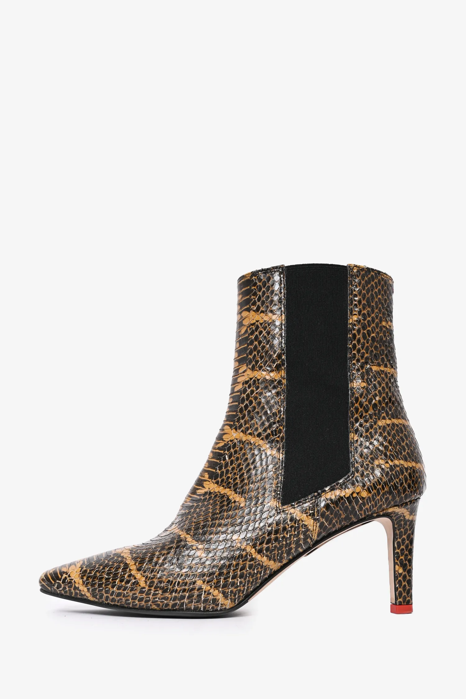 Ayede Yellow/Black Leather Embossed Heeled Chelsea Boots Size 40