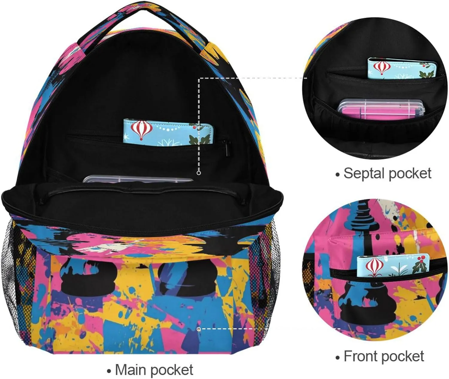 Backpacks for Men Women Waterproof Carry On Backpacks with Chest Strap for Business Work College Travel Trip Chess Set