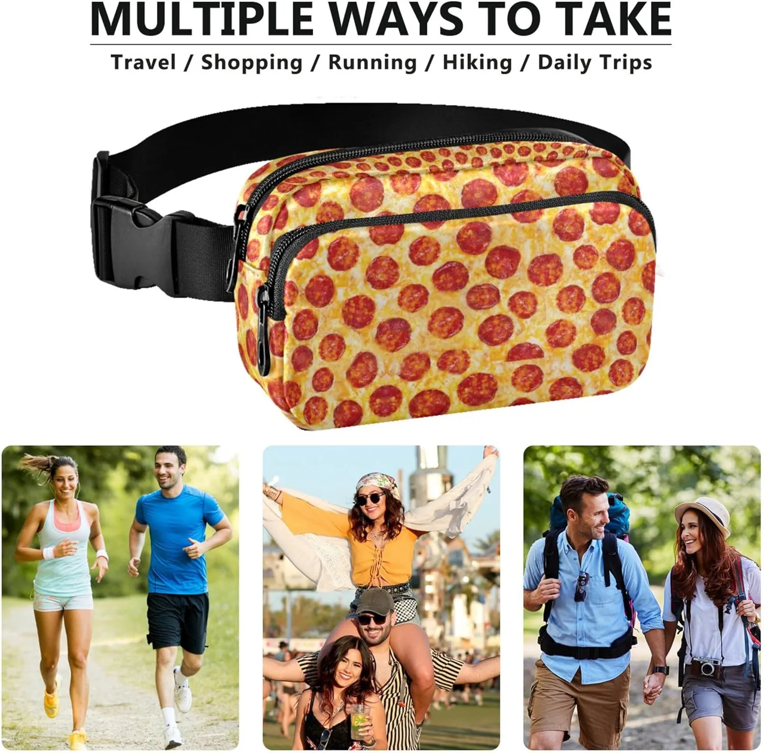 Bacon Food Print Waterproof Women Fanny Packs Hip Pouch Belt Bag Trendy Waist Purse for Women