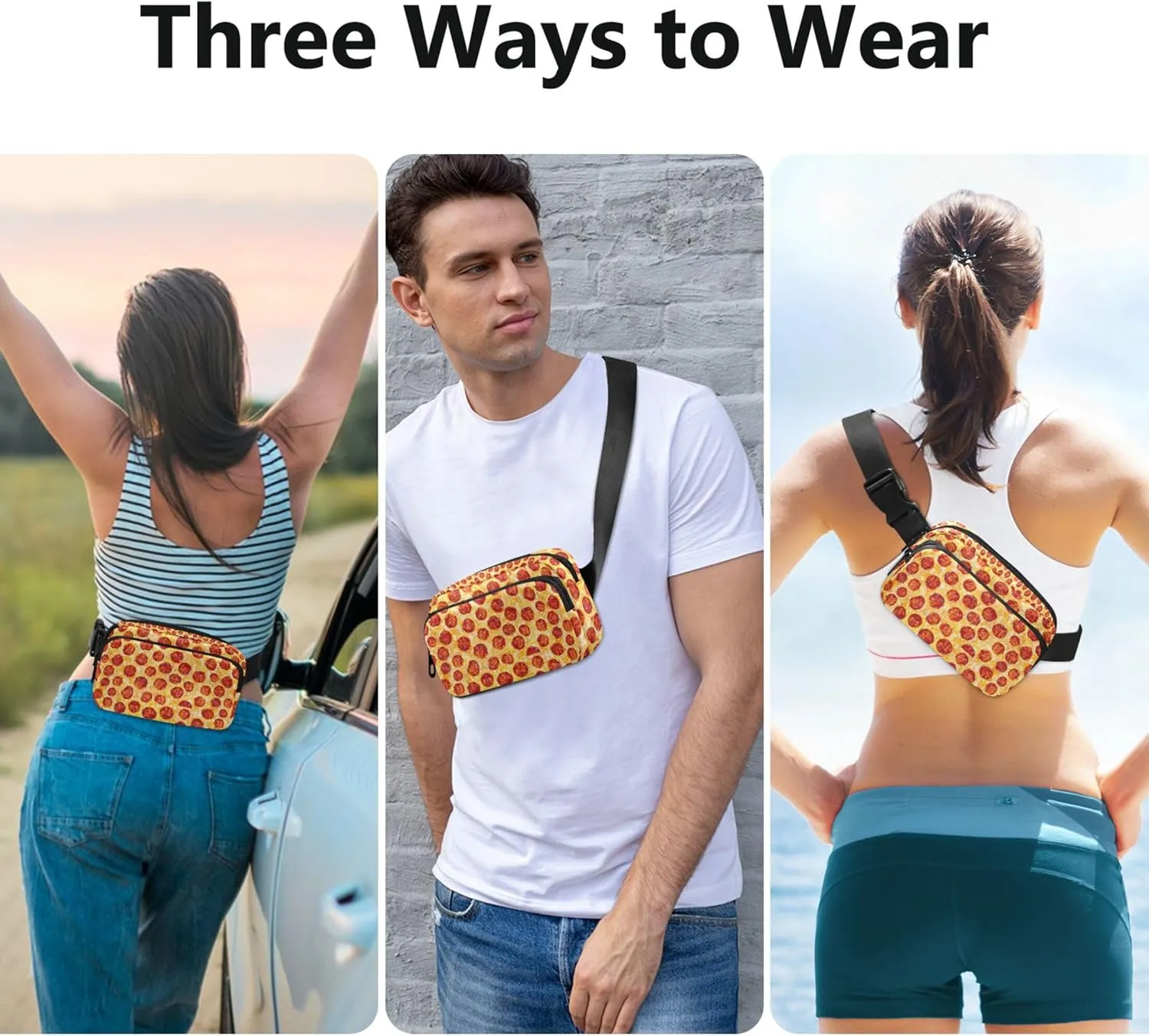 Bacon Food Print Waterproof Women Fanny Packs Hip Pouch Belt Bag Trendy Waist Purse for Women