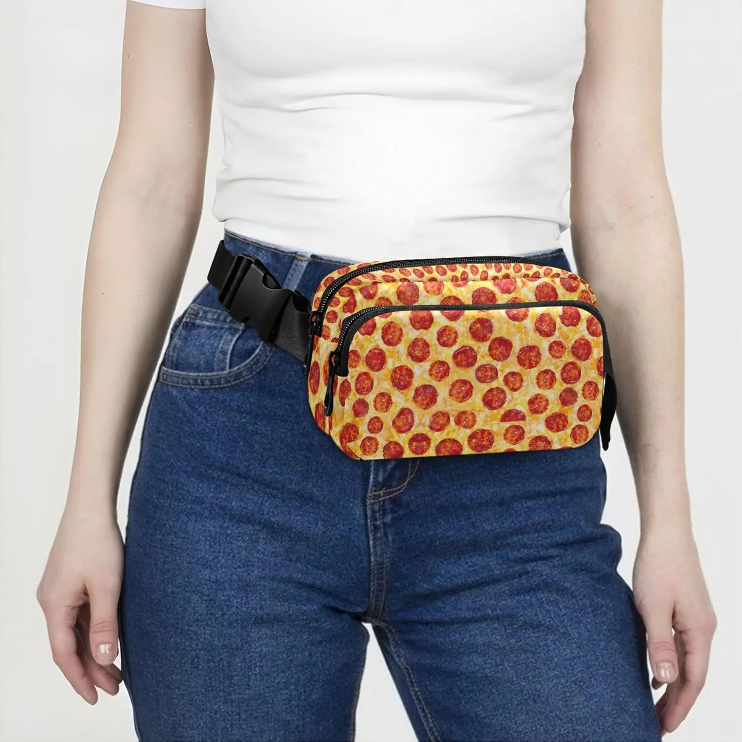Bacon Food Print Waterproof Women Fanny Packs Hip Pouch Belt Bag Trendy Waist Purse for Women