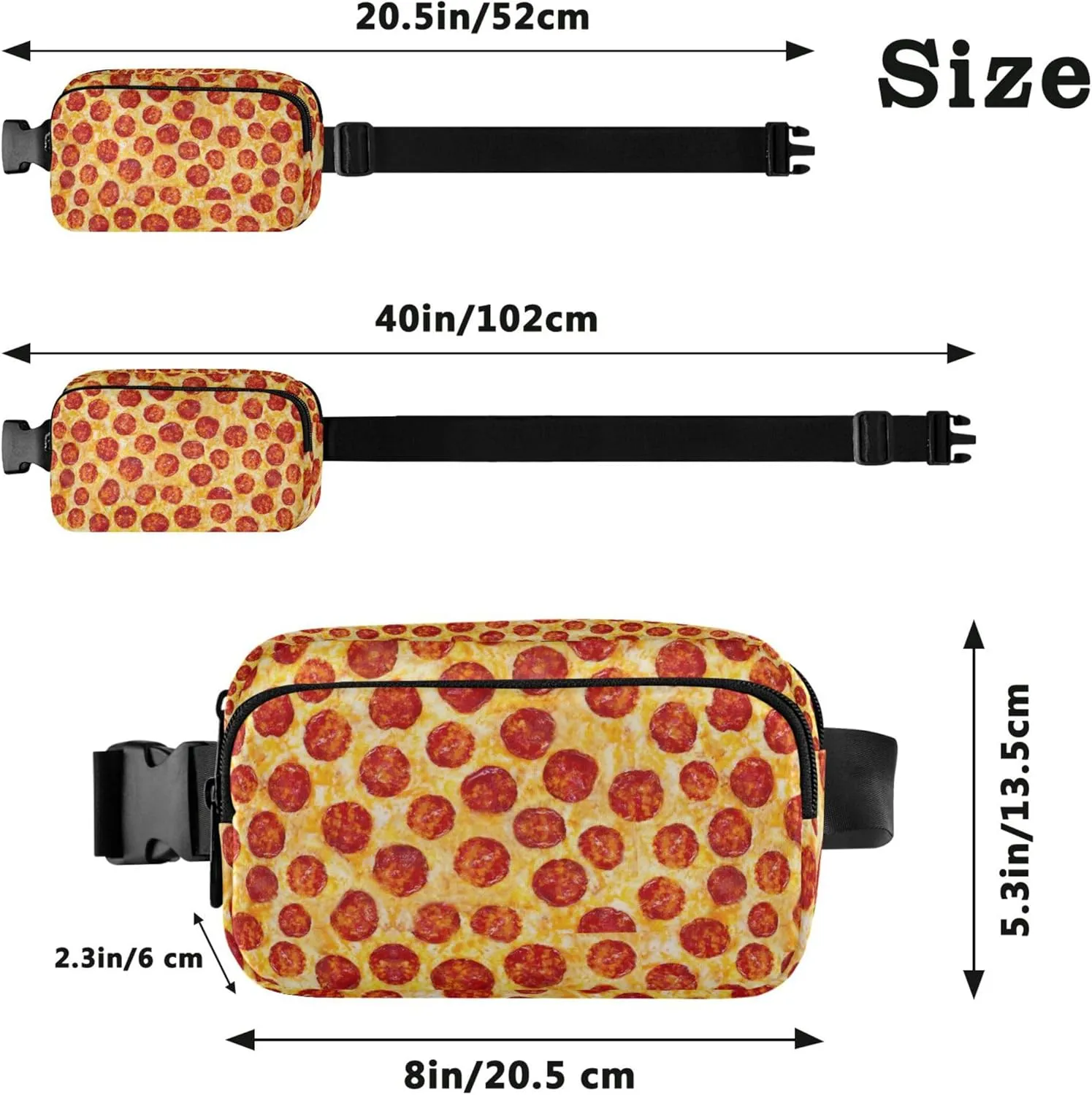 Bacon Food Print Waterproof Women Fanny Packs Hip Pouch Belt Bag Trendy Waist Purse for Women