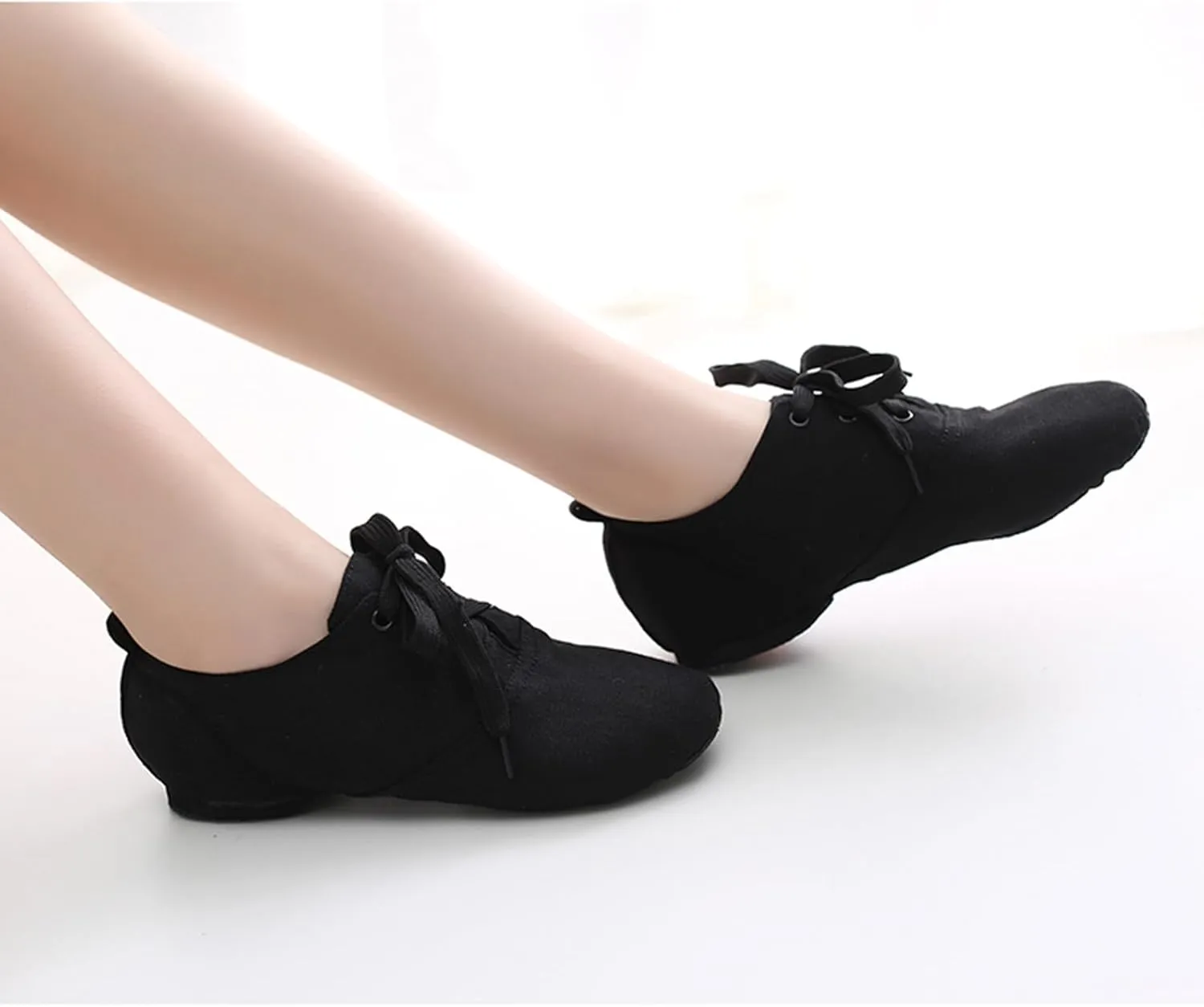 Ballet Fitness Canvas Shoes, Women's Jazz Dance Shoes Lace-up, Suitable for Exercise/Dance/Body Shape