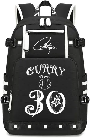 Basketball Players 30 Students Backpacks Men And Women Laptop Backpacks Ultra-Light Travel Bag Fan Book Bag (Black1)