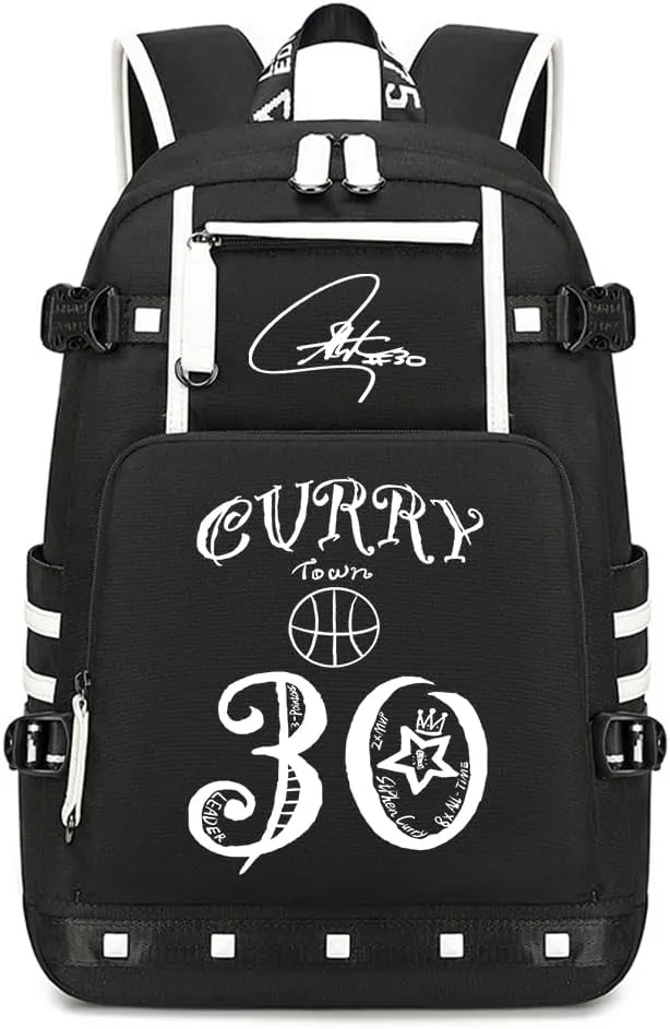 Basketball Players 30 Students Backpacks Men And Women Laptop Backpacks Ultra-Light Travel Bag Fan Book Bag (Black1)