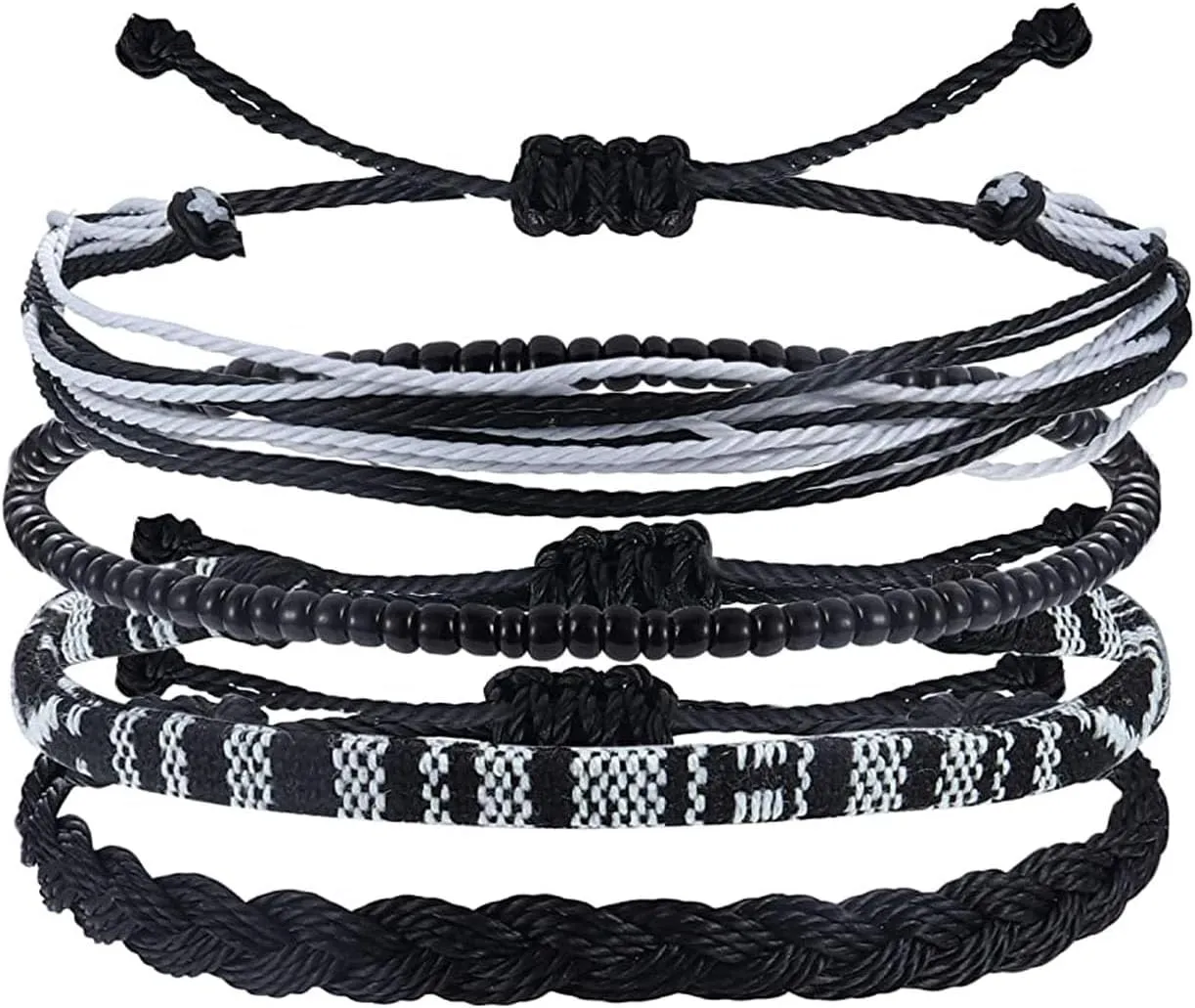 Beach Summer Ankle Bracelet for Women Handmade Braided Adjustable String Anklets Waterproof Surfer Bracelet
