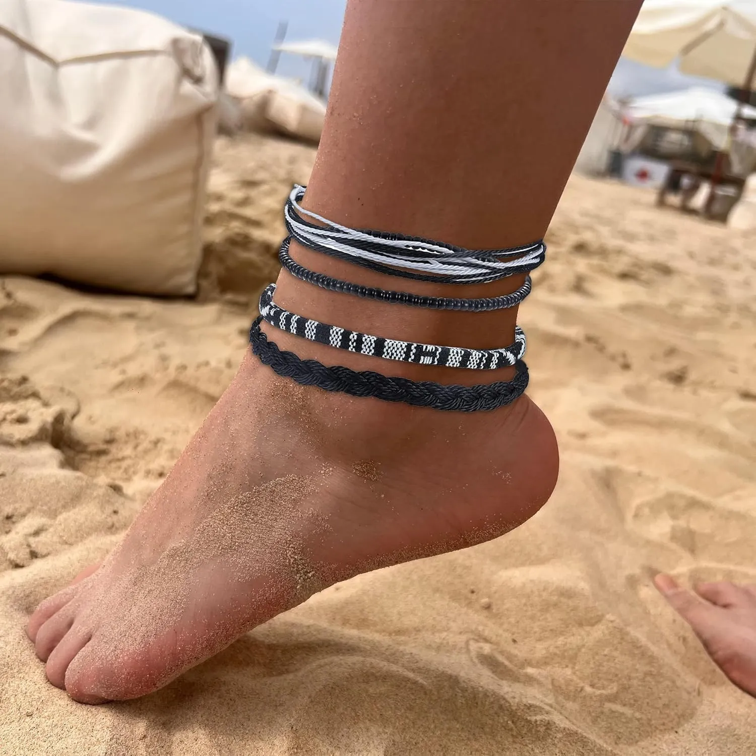 Beach Summer Ankle Bracelet for Women Handmade Braided Adjustable String Anklets Waterproof Surfer Bracelet